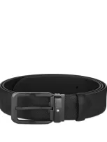 Montblanc Leather Reversible Belt In Black