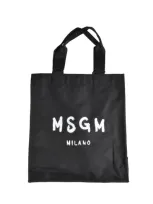 Msgm Logo Printed Tote Bag In Black