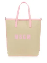 Msgm Tote Bag With Logo In Pink