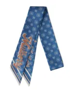 Mulberry Skinny Scarf In Poplin Blue-eggshell