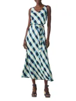 Nic + Zoe Nic+zoe Bianca Plaid Tie Waist Sleeveless Dress In Multi