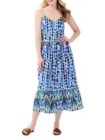 Nic + Zoe Brushstroke Blues Cotton Sundress In Blue Multi