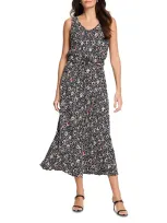 Nic + Zoe Nic+zoe Cailin Dot Print A-line Dress In Black Multi