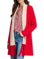 Nic + Zoe Nic+zoe Cool Nights Reversible Cotton Blend Knit Jacket In Amaryllis