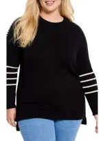 Nic + Zoe Nic+zoe Dashing Down Whipstitch High/low Sweater In Black Onyx