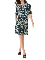 Nic + Zoe Nic+zoe Devon Circle Sequence Shirtdress In Aqua Multi