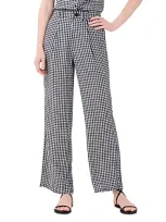 Nic + Zoe Drapey Gingham Wide Leg Pants In Black Multi