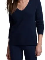 Nic + Zoe Nic+zoe Luxe Cashmere V-neck Sweater In Dark Indigo