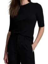 Nic + Zoe Nic+zoe Luxe Elbow Sleeve Cashmere Sweater In Caviar