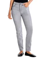 Nic + Zoe Mid Rise Straight Ankle Jeans 28" Inseam In Mercury In Grey