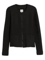 Nic + Zoe Nic+zoe Mix Zip Front Knit Jacket In Black Onyx