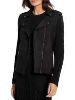 Nic + Zoe Nic+zoe Mixed Media Moto Jacket In Black Onyx