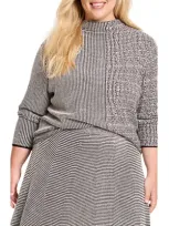 Nic + Zoe Nic+zoe Pixel Funnel Neck Cotton Blend Sweater In Cream Multi