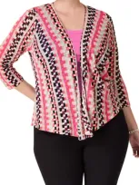 Nic + Zoe Nic+zoe Pixel Sunset 4-way Linen Blend Convertible Cardigan In Pink Multi