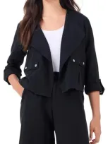 Nic + Zoe Rumba Linen Blend Moto Jacket In Black