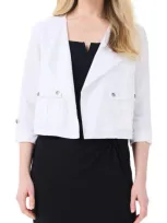 Nic + Zoe Rumba Linen Blend Moto Jacket In Paper White