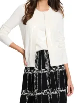 Nic + Zoe Nic+zoe Sequin Trim Cardigan In Classic Cream