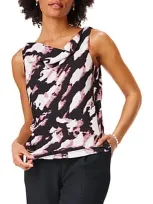 Nic + Zoe Nic+zoe Spring Shadow Cowl Neck Tank In Black Multi