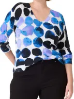 Nic + Zoe Supersoft Midnight Dot Sweater In Blue Multi