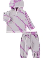 Paigelauren Babies'  Kids' Tie Dye Hoodie & Sweatpants Set In Purple