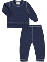 Paigelauren Babies'  Long Sleeve Top & Pants Hacci Lounge Set In Blue