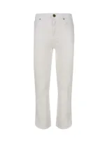 Pinko Cotton Bootcut Trousers In White