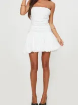 Princess Polly Glamour Girl Strapless Bubble Hem Minidress In White