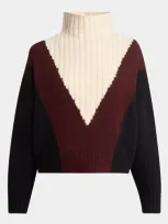 Proenza Schouler Alma Graphic Cashmere Turtleneck Sweater In Red Multi