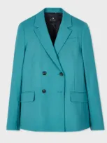 Ps By Paul Smith Women's Peacock Blue Wool Double-breasted Blazer