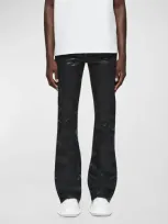 Purple Men's Coated Flare Jeans In Black