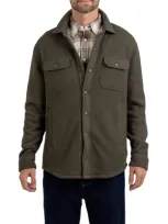 Rainforest Highland Waffle Knit Shirt Jacket With Faux Shearling Lining In Dark Olive