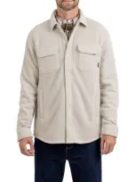 Rainforest Highland Waffle Knit Shirt Jacket With Faux Shearling Lining In Oatmeal