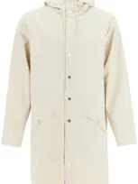 Rains Long Rain Jacket In Beige