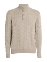 Ralph Lauren Purple Label Cashmere Cable-knit Sweater In Beige