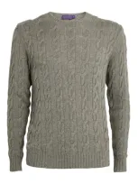 Ralph Lauren Purple Label Cashmere Cable-knit Sweater In Grey