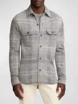 Ralph Lauren Purple Label Men's Plaid Knit Cashmere-wool Overshirt In Grey