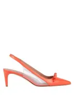 Redv Sadie Bow-detailed Leather And Pvc Slingback Pumps In Orange