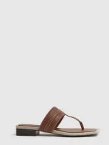 Reiss Womens Tan Quin Thong Leather Sandals