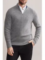 Rhone Walden Wool & Cashmere Waffle Knit Quarter Zip Sweater In Light Gray Heather