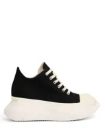 Rick Owens Drkshdw Abstract Canvas Low Sneakers In Black,white