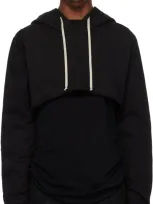 Rick Owens Drkshdw Black Porterville Cropped Hoodie In 09 Black