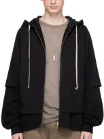 Rick Owens Drkshdw Black Zipped Hustler Hoodie In 09 Black