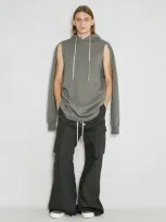 Rick Owens Drkshdw Distressed Hooded Sweatshirt In Grey