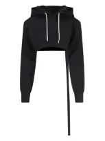 Rick Owens Drkshdw Drawstring Cropped Hoodie In Black