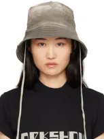 Rick Owens Drkshdw Gray Foil Stretch Denim Gilligan Hat In 34 Dust