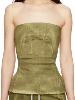 Rick Owens Drkshdw Green Porterville Bustier Denim Top In 85 Sage