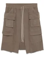 Rick Owens Drkshdw Jersey Cargo Shorts In Brown