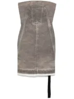 Rick Owens Drkshdw Splintered Denim Mini Dress In Grey