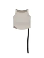 Rick Owens Drkshdw Tank Top Cropped With Fringe In Gray