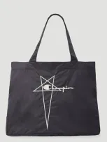 Rick Owens X Champion Logo Tote Bag In Black